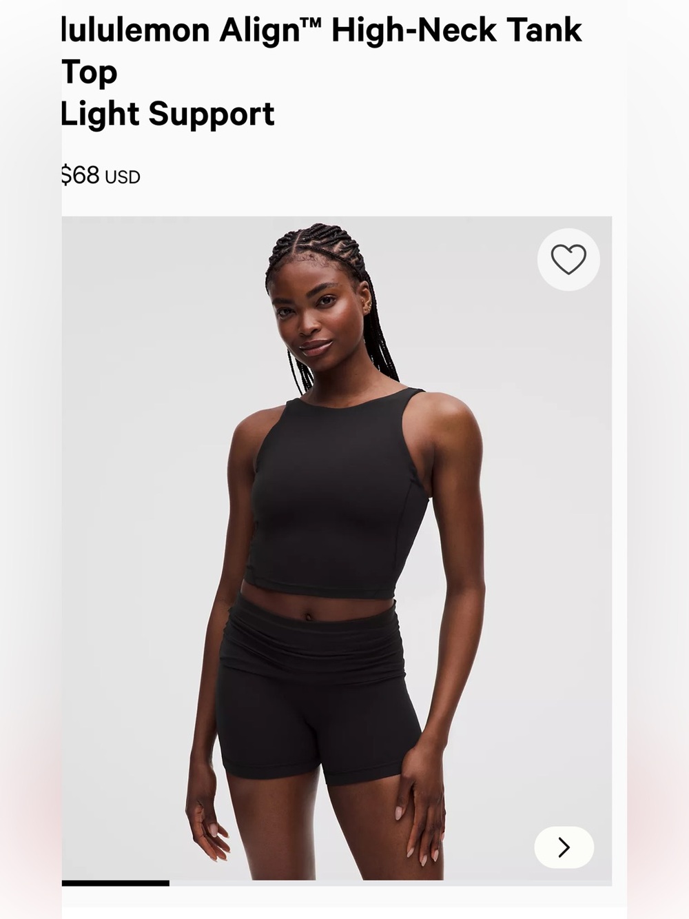 lululemon athletica Black High-Neck Cropped Tank